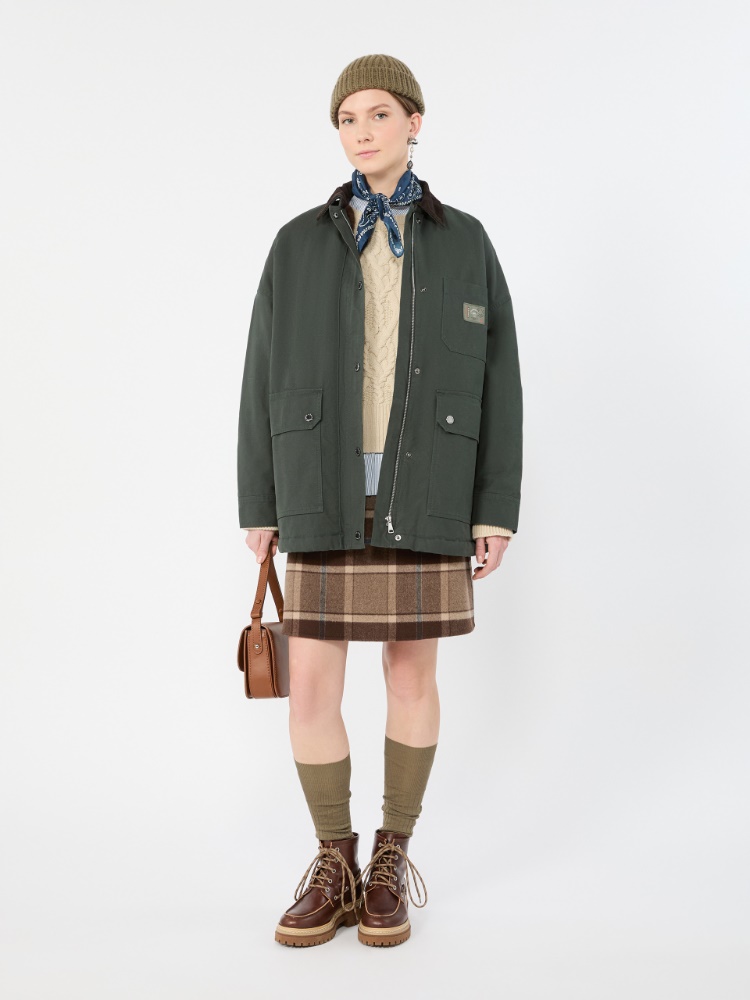 Jacke aus Baumwollcanvas - DUNKELGRUEN