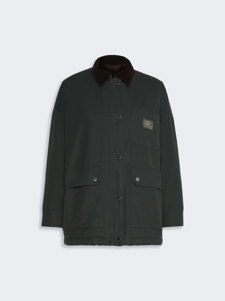 Jacke aus Baumwollcanvas - DUNKELGRUEN