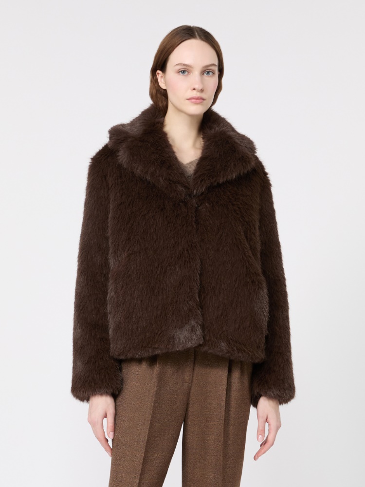 Soft textured short coat - DARK BROWN - Max Mara - 2