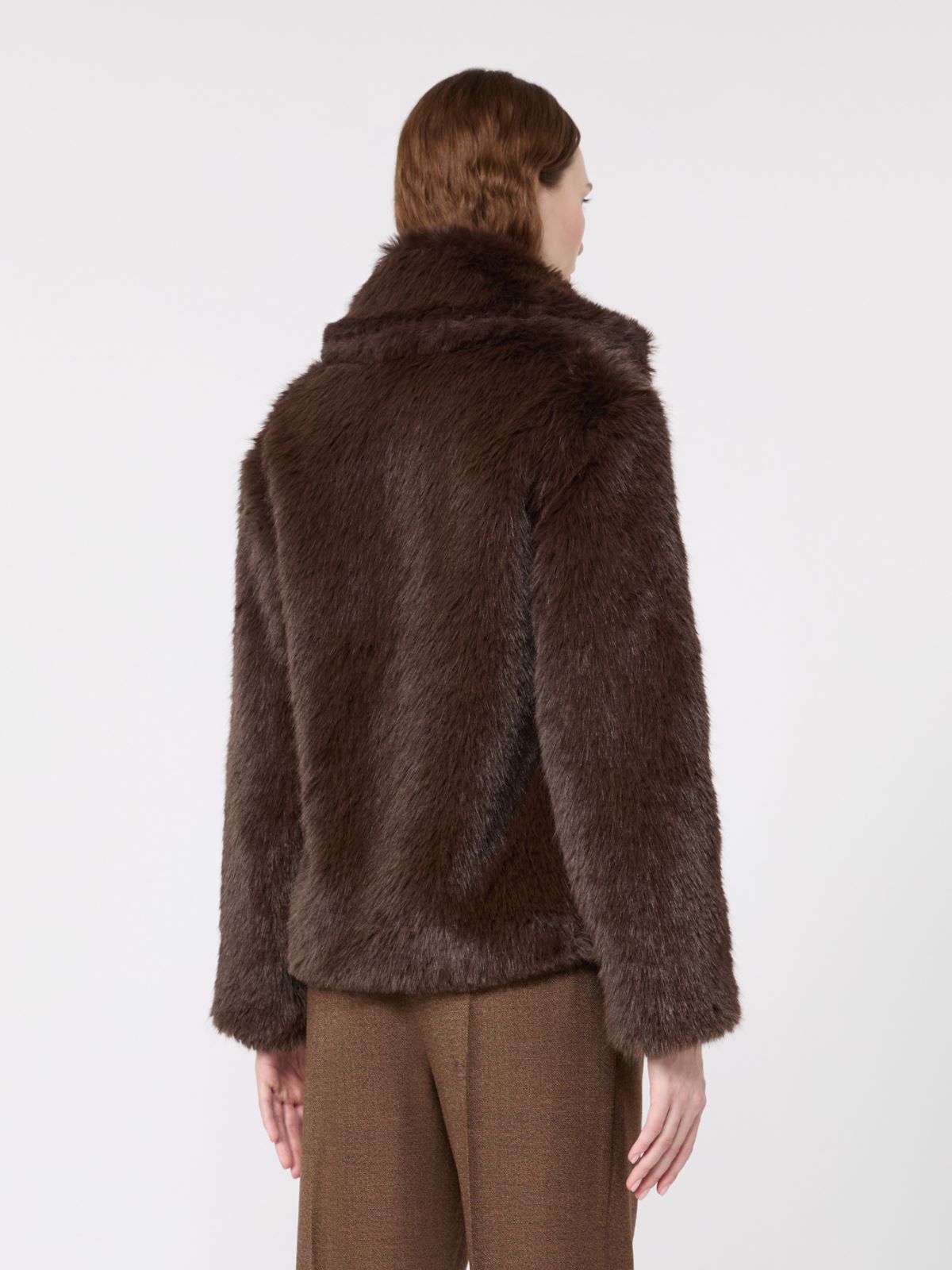 Soft textured short coat - DARK BROWN - Max Mara - 3