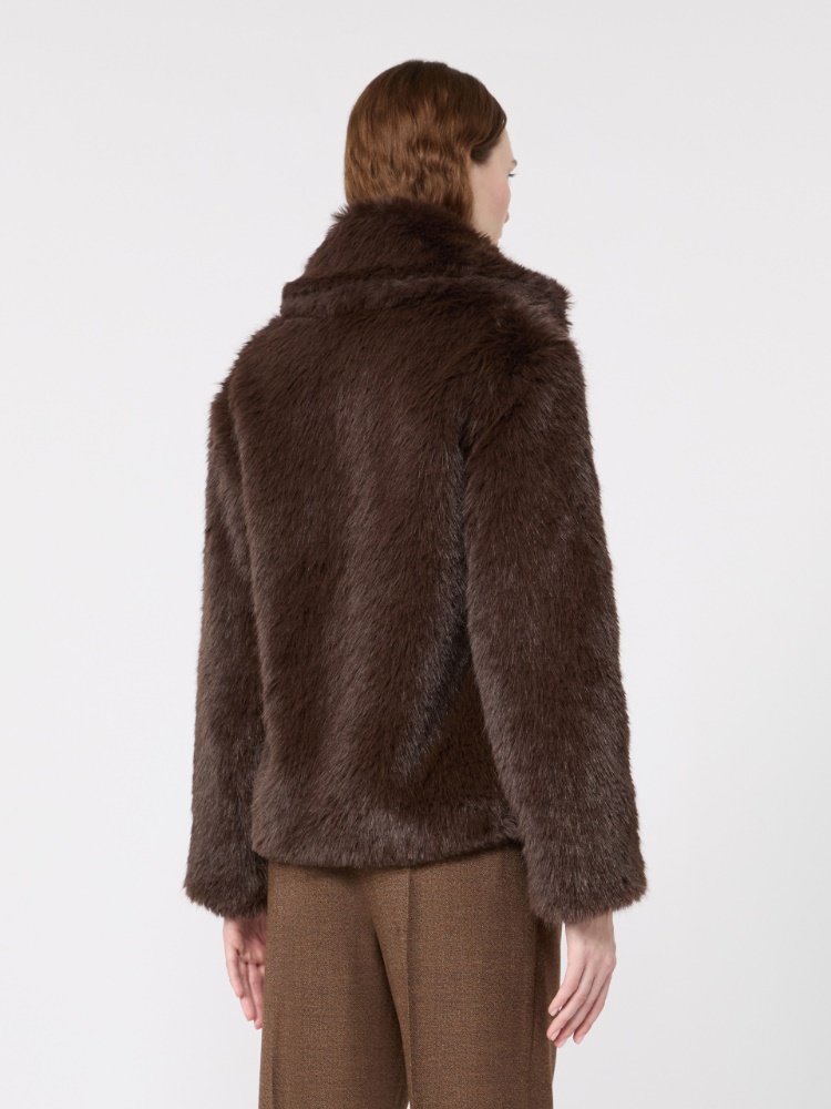 Soft textured short coat - DARK BROWN - Max Mara - 3
