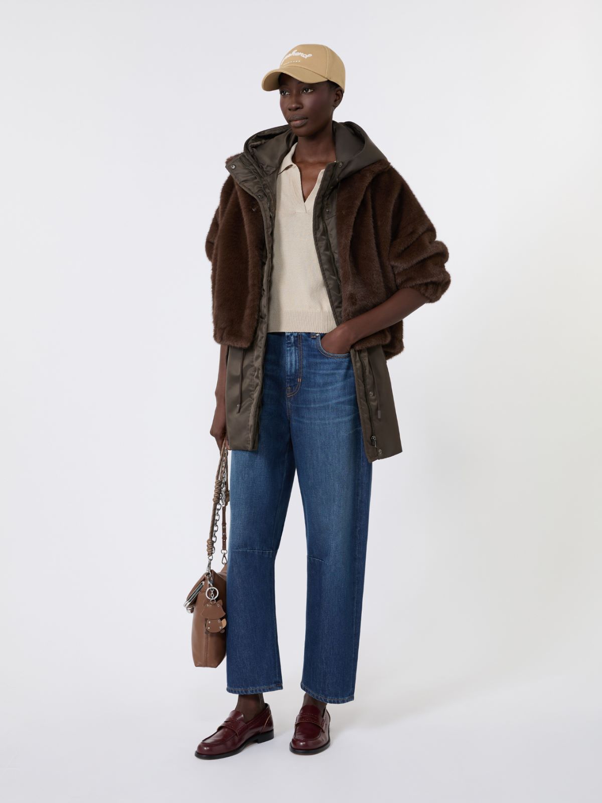 Giacca corta dalla texture soffice + MARRONE - Max Mara