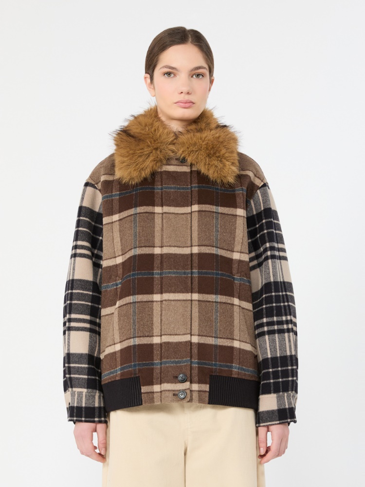 Checked wool drap cloth bomber jacket - BROWN - Max Mara - 2