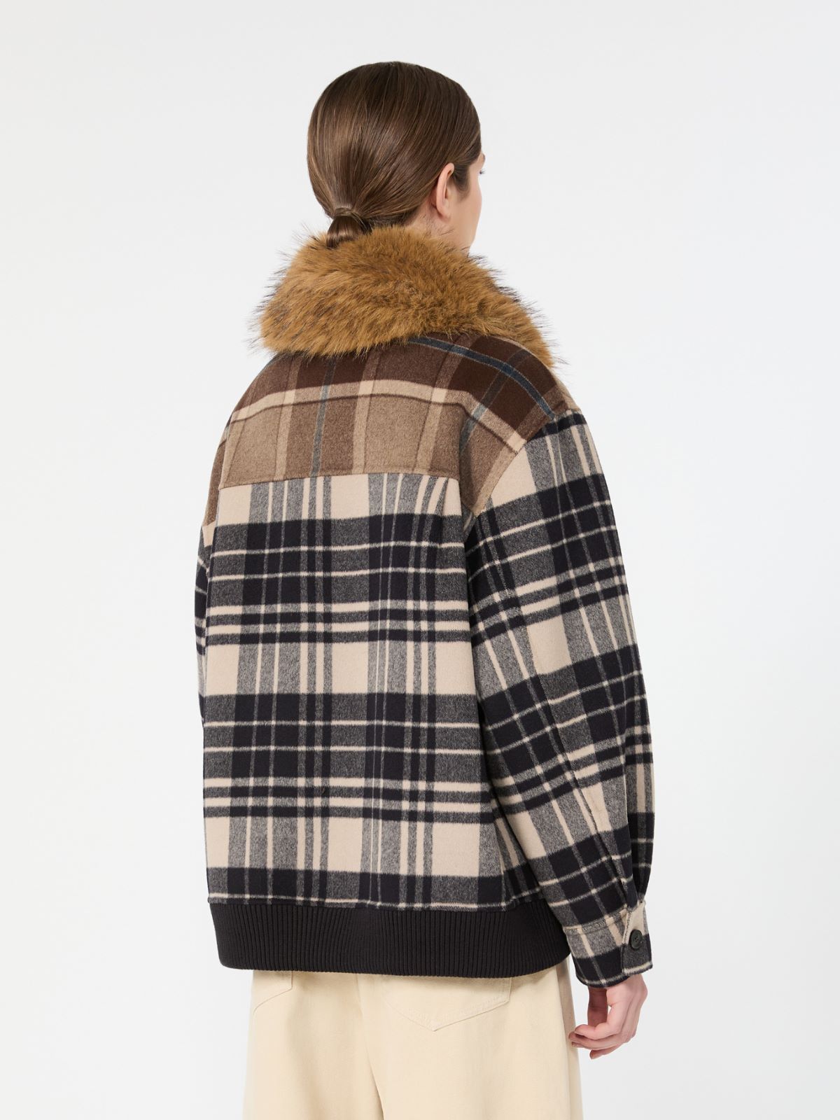 Checked wool drap cloth bomber jacket - BROWN - Max Mara - 3