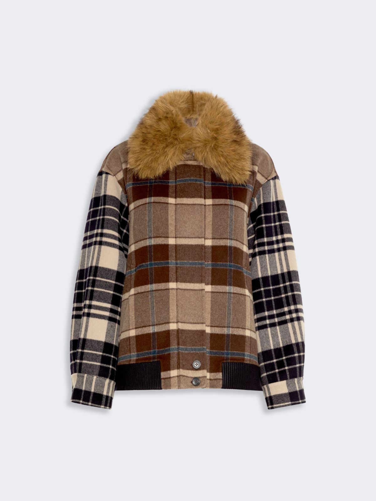 Checked wool drap cloth bomber jacket - BROWN - Max Mara - 6