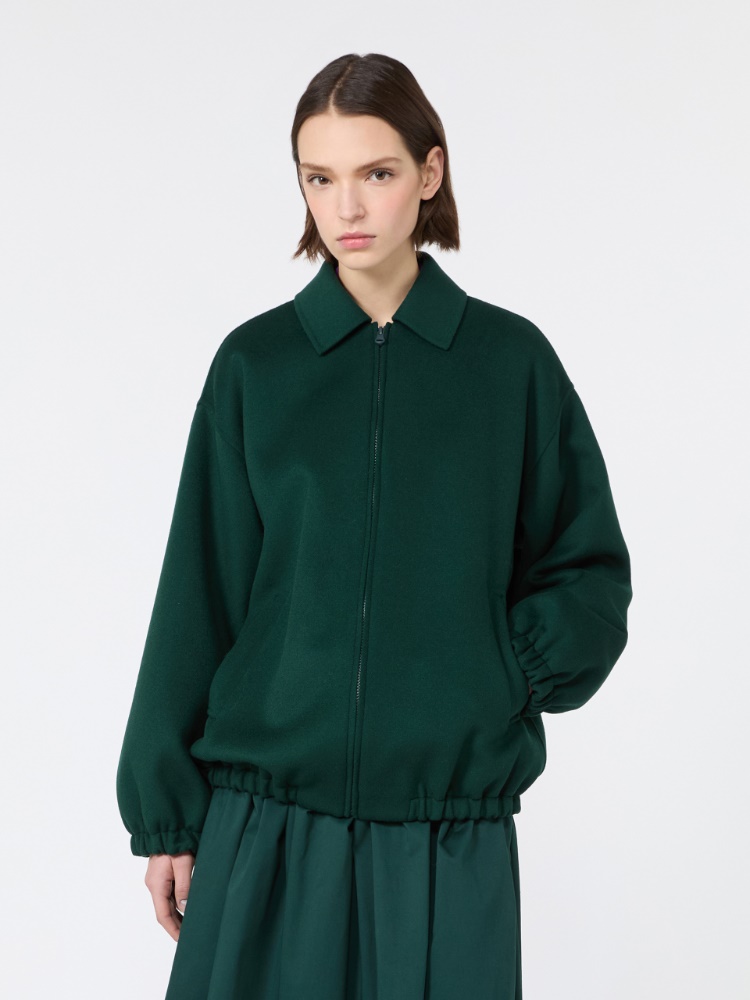 Double wool broadcloth bomber jacket - DARK GREEN - Max Mara - 2