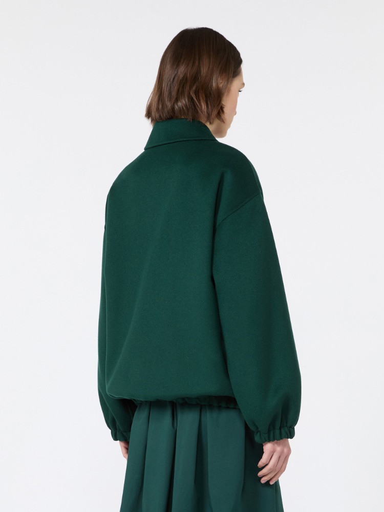Double wool broadcloth bomber jacket - DARK GREEN - Max Mara - 3
