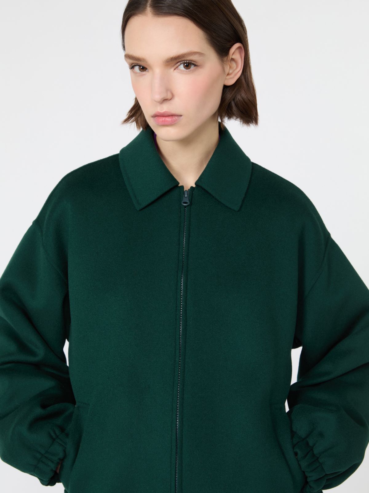 Double wool broadcloth bomber jacket - DARK GREEN - Max Mara - 5