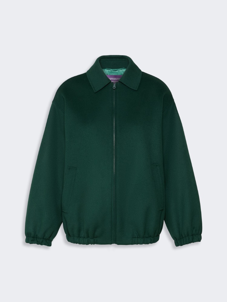 Double wool broadcloth bomber jacket - DARK GREEN - Max Mara - 6