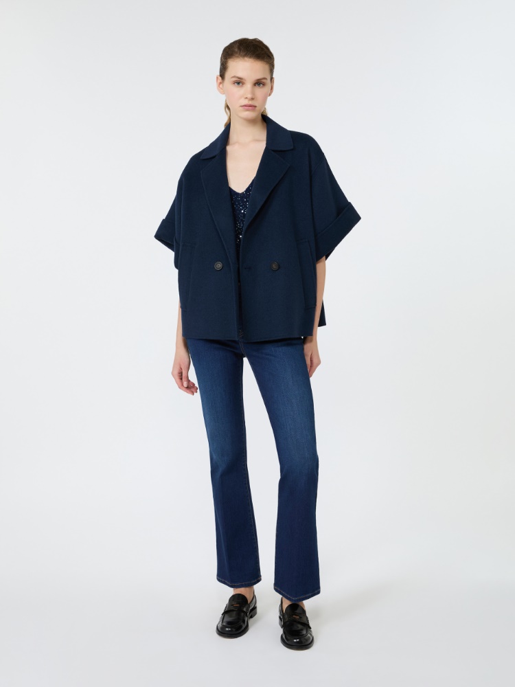 Short wool broadcloth coat + NAVY - Max Mara