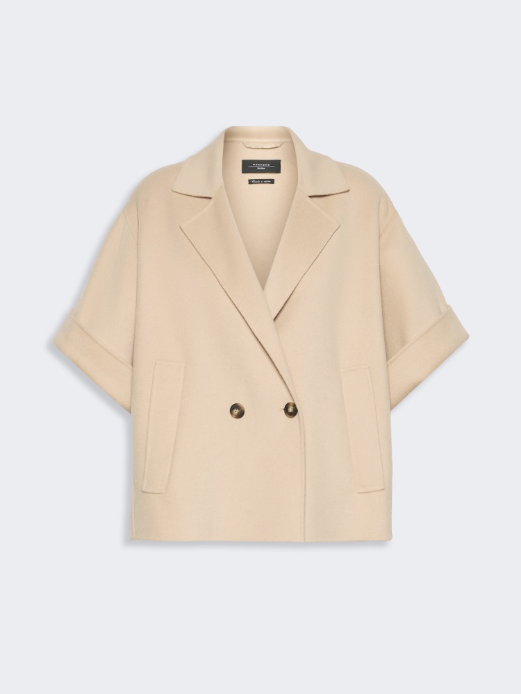 Short wool broadcloth coat - SAND