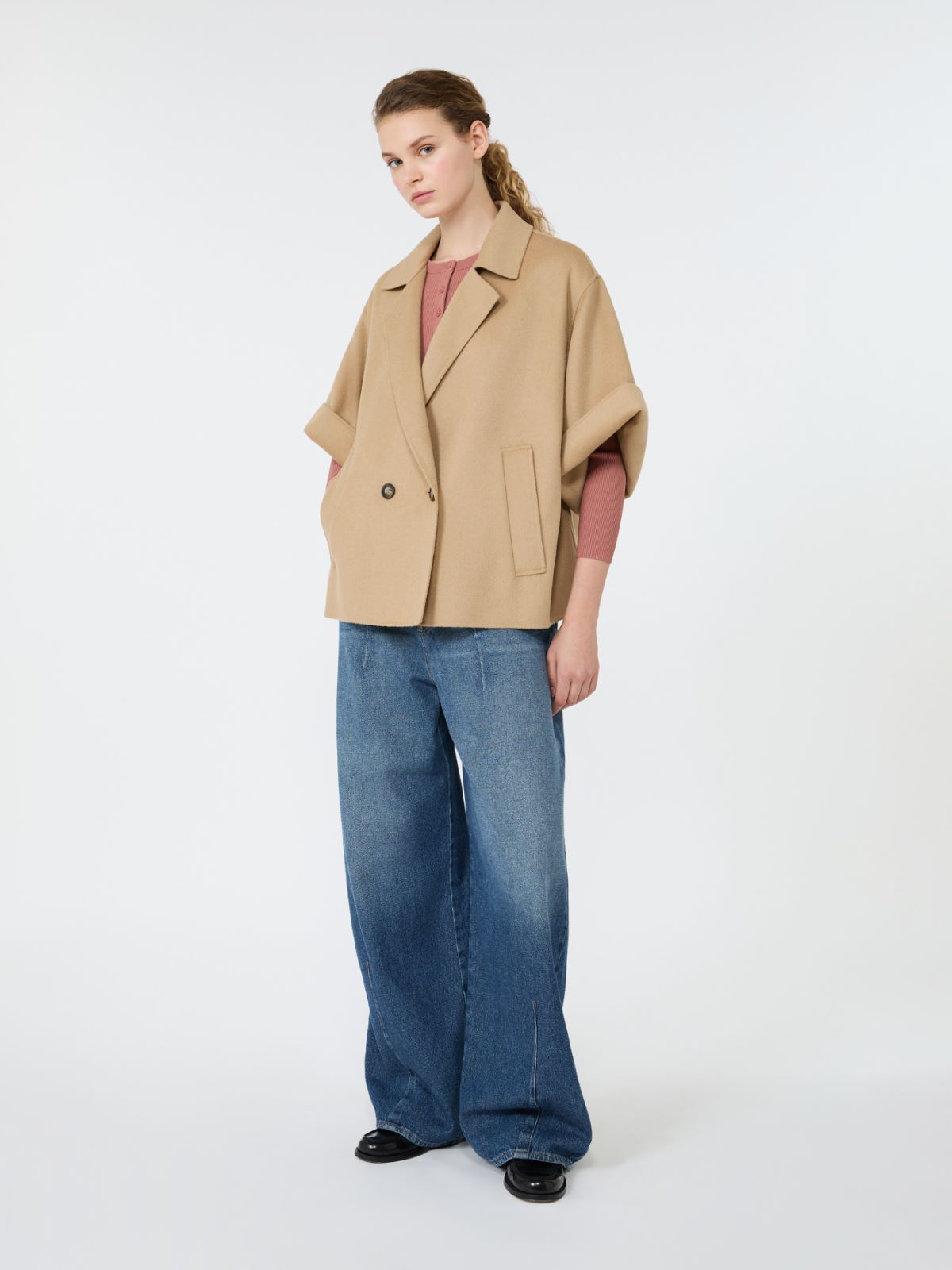 Short wool broadcloth coat + CAMEL - Max Mara