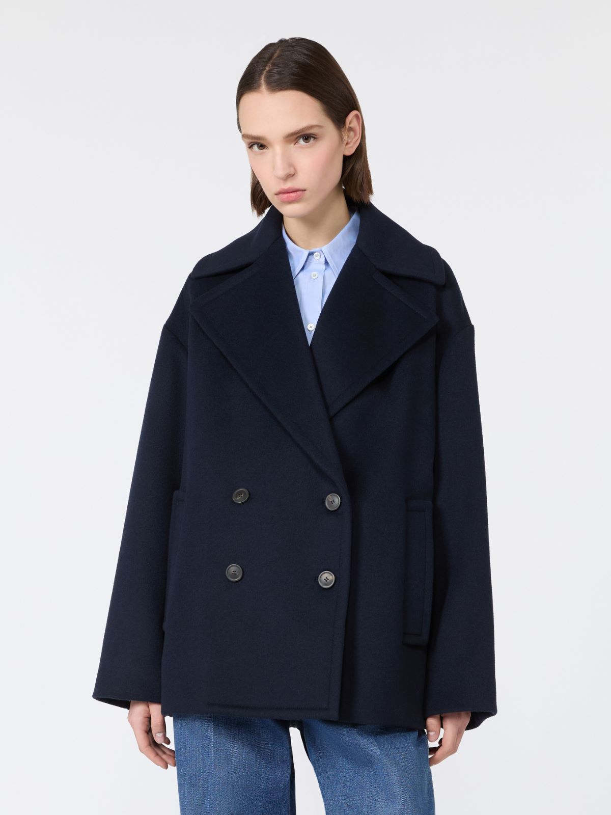 Double-sided wool double-breasted pea coat - NAVY - Max Mara - 2