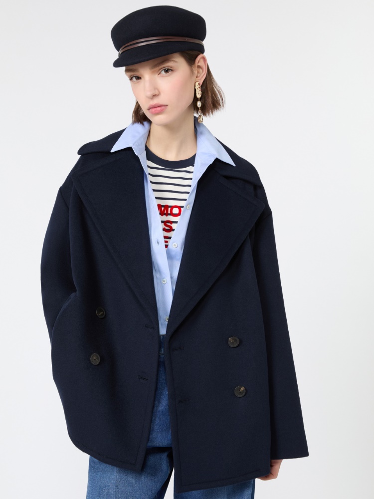 Double-sided wool double-breasted pea coat - NAVY - Max Mara - 4
