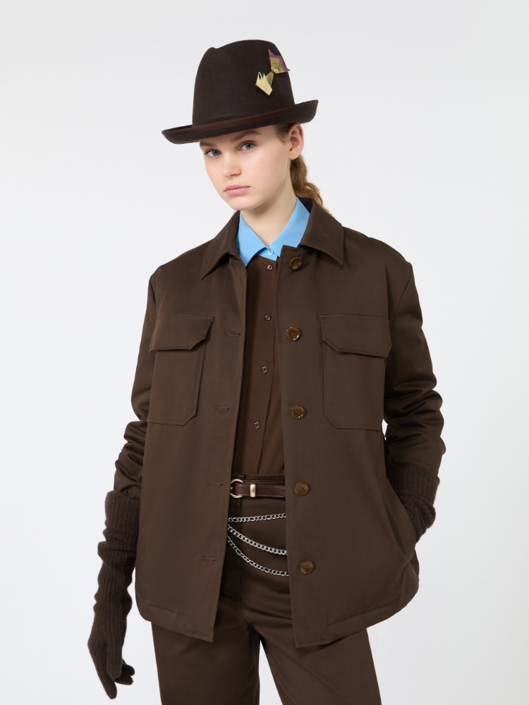 Cotton satin jacket - BROWN - Max Mara - 4