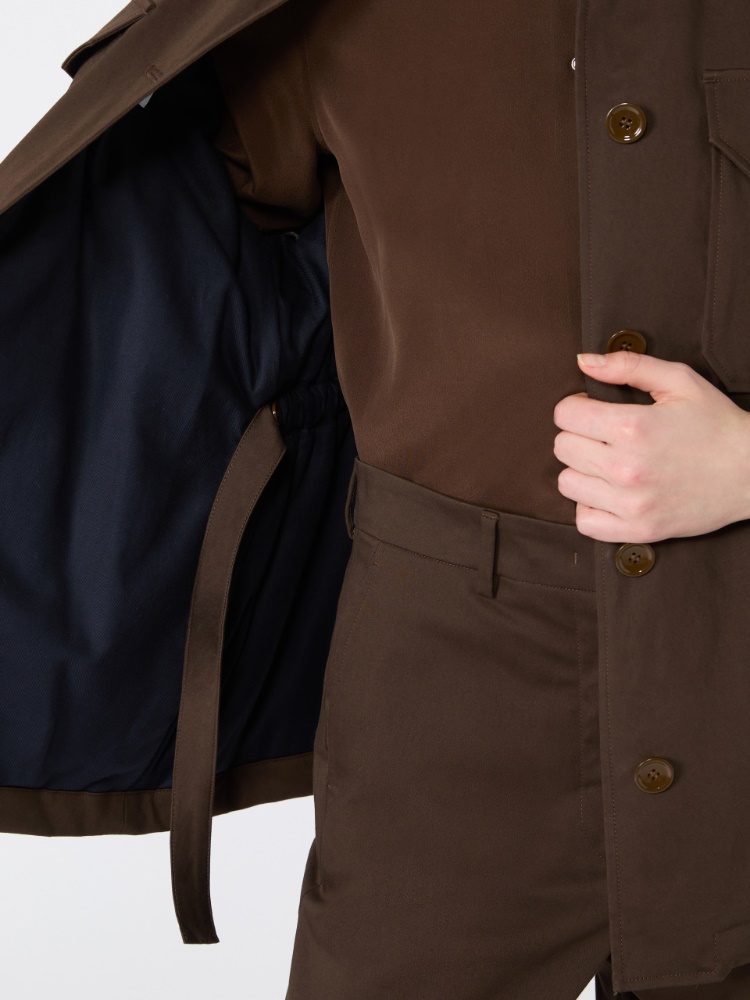 Cotton satin jacket - BROWN