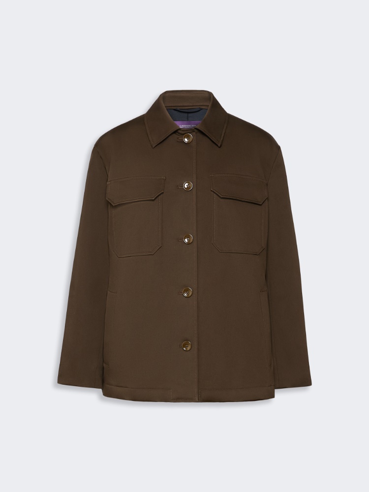 Cotton satin jacket - BROWN