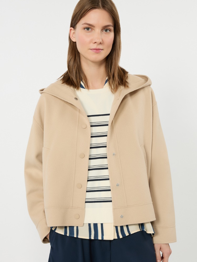 Double wool hooded jacket - SAND - 4
