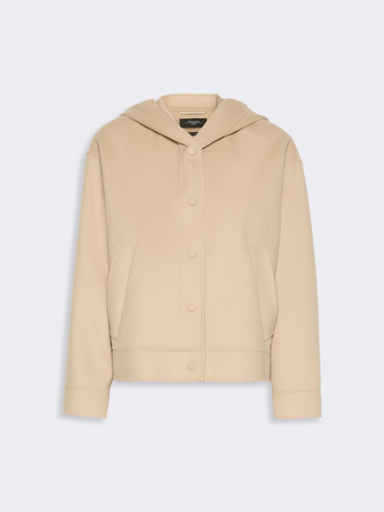 Double wool hooded jacket - SAND