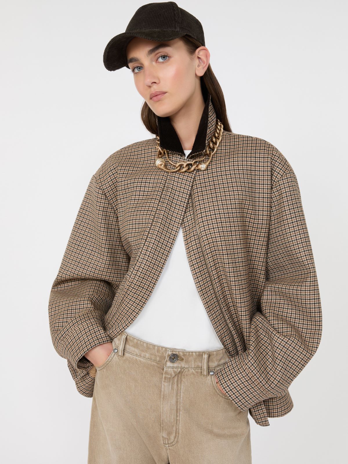Houndstooth wool bomber jacket - BROWN - Max Mara - 4