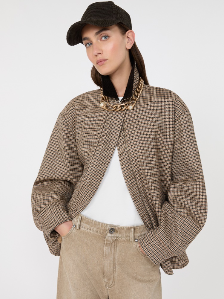 Houndstooth wool bomber jacket - BROWN - Max Mara - 4