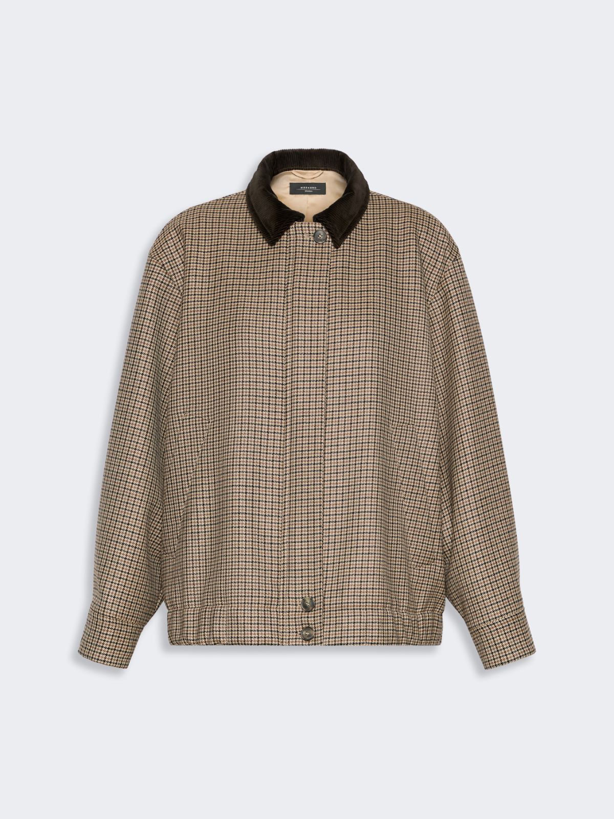 Max Mara Houndstooth Wool Bomber Jacket In Brown