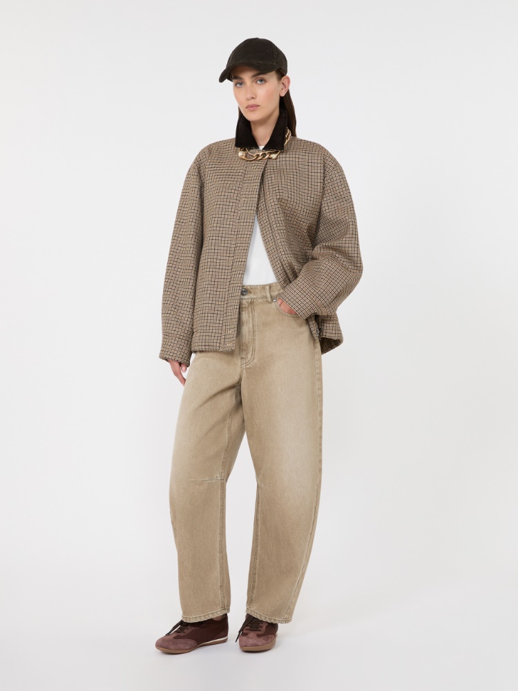 Houndstooth wool bomber jacket - BROWN