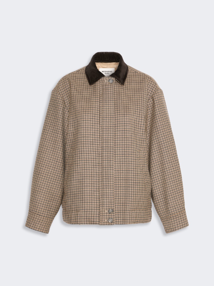 Houndstooth wool bomber jacket - BROWN