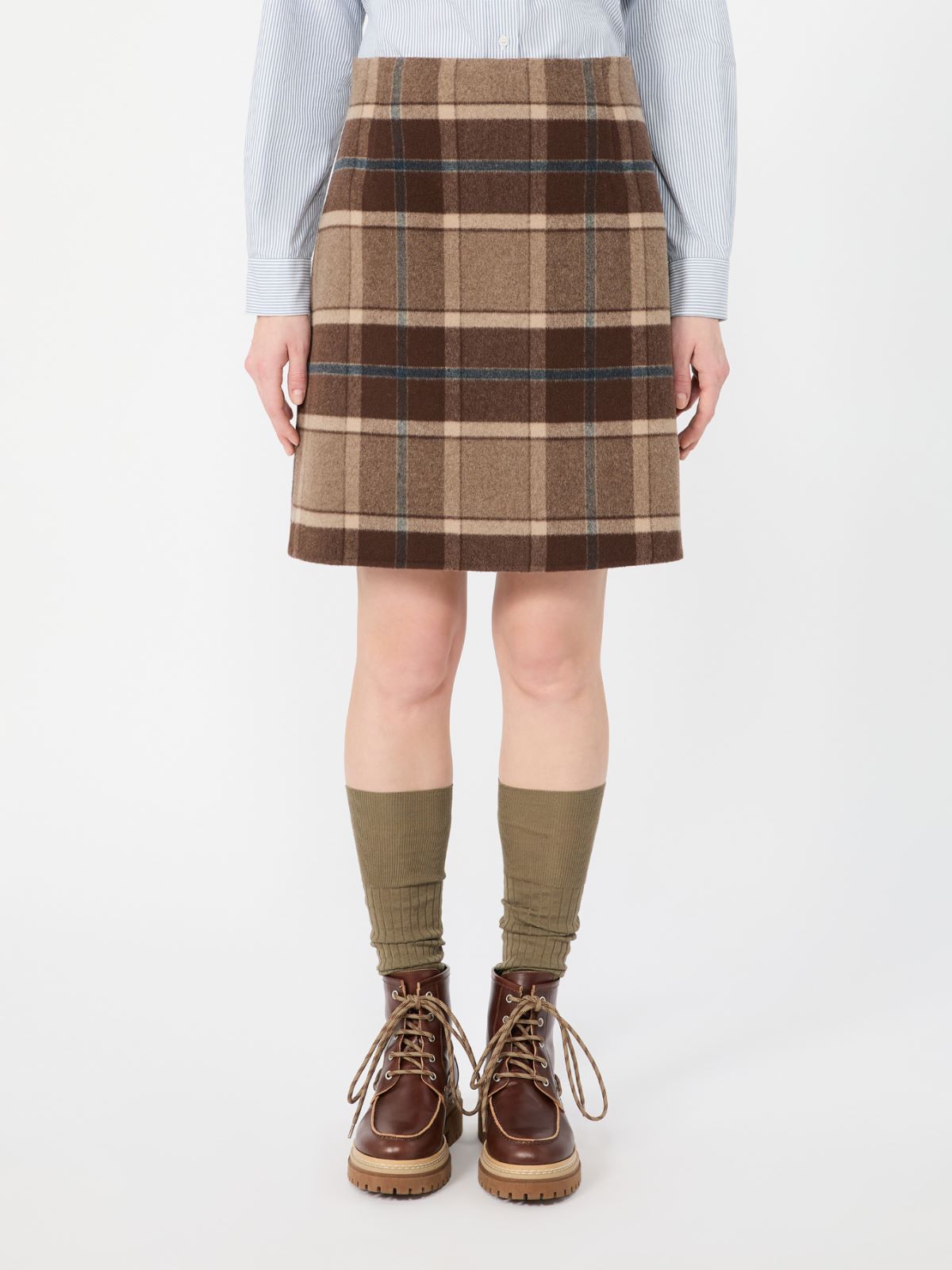 Short checked wool skirt - BROWN - Max Mara - 2