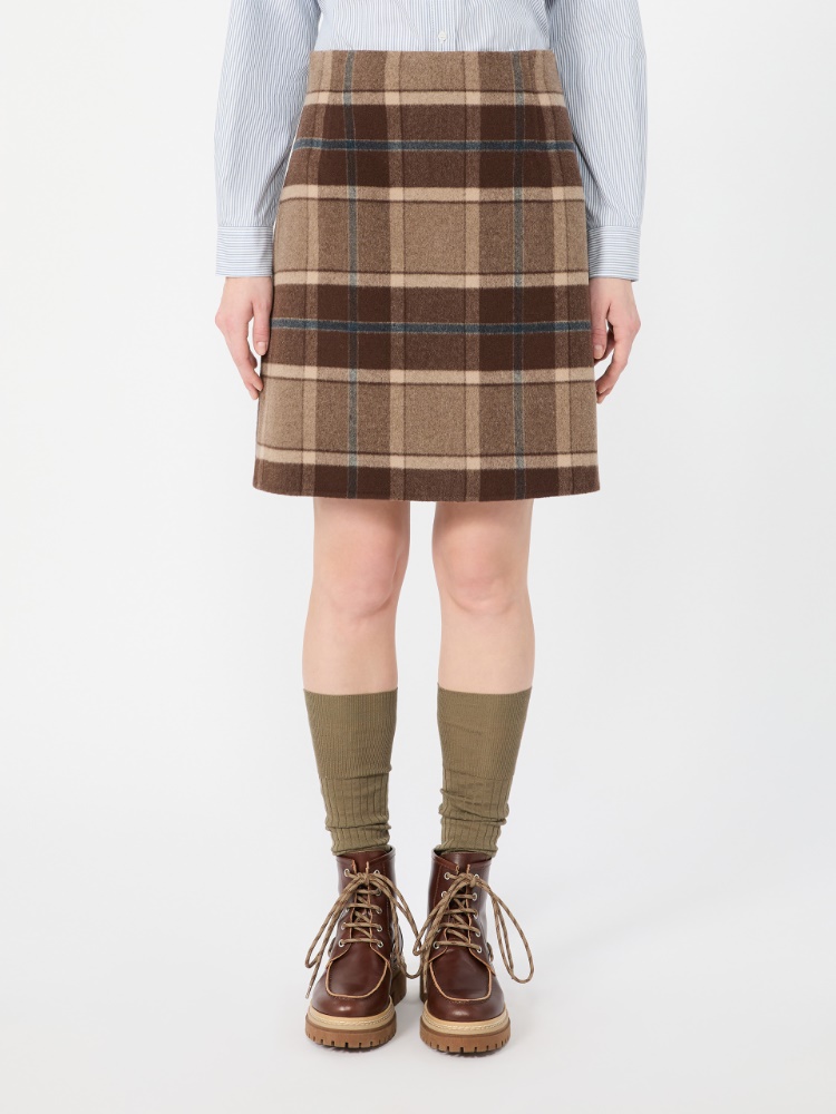Short checked wool skirt - BROWN - Max Mara - 2