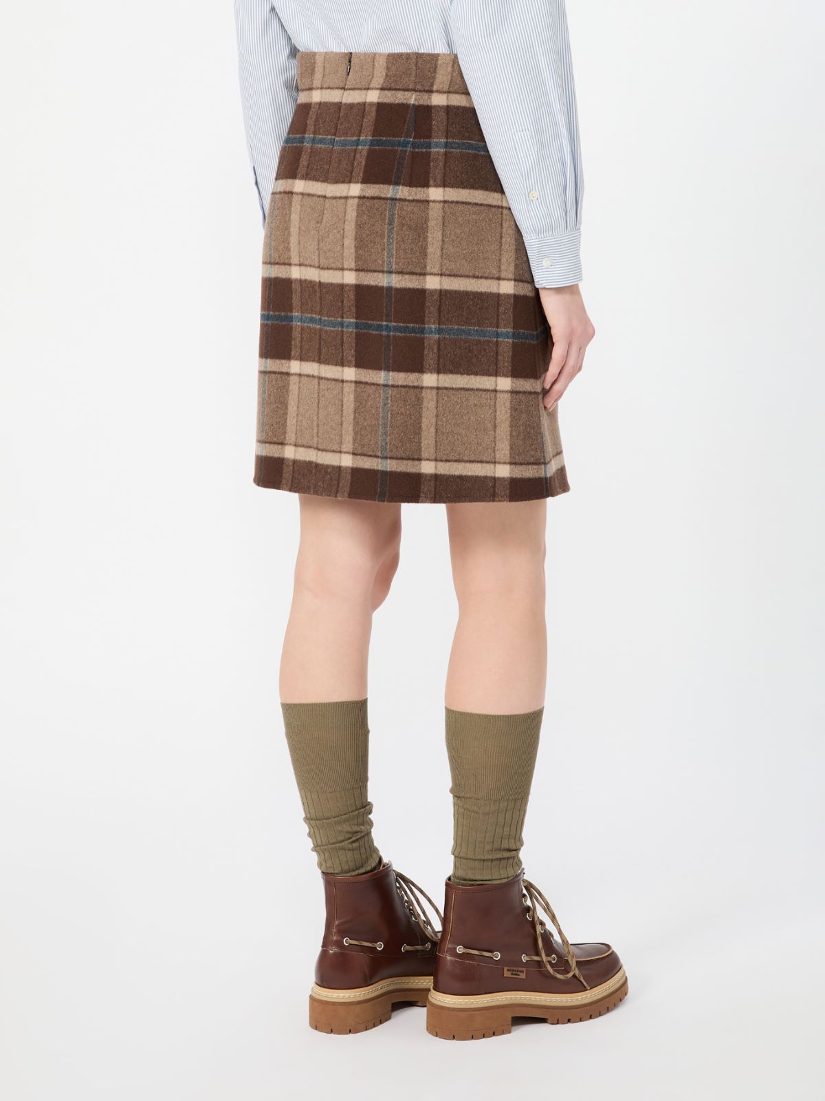 Short checked wool skirt - BROWN - Max Mara - 3