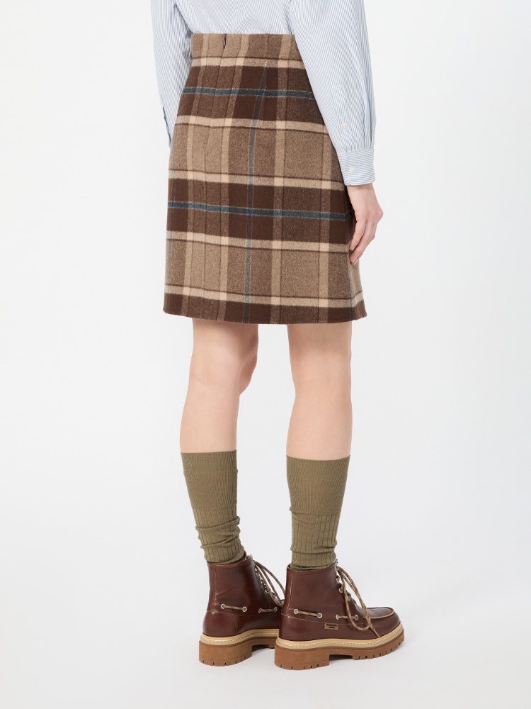 Short checked wool skirt - BROWN - Max Mara - 3