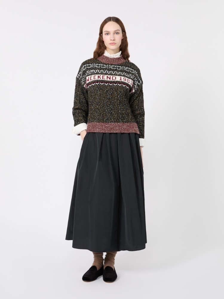 Long taffeta skirt - BLACK