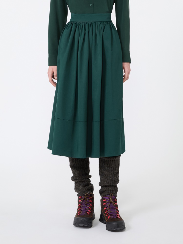 Cotton satin midi skirt - DARK GREEN - Max Mara - 2