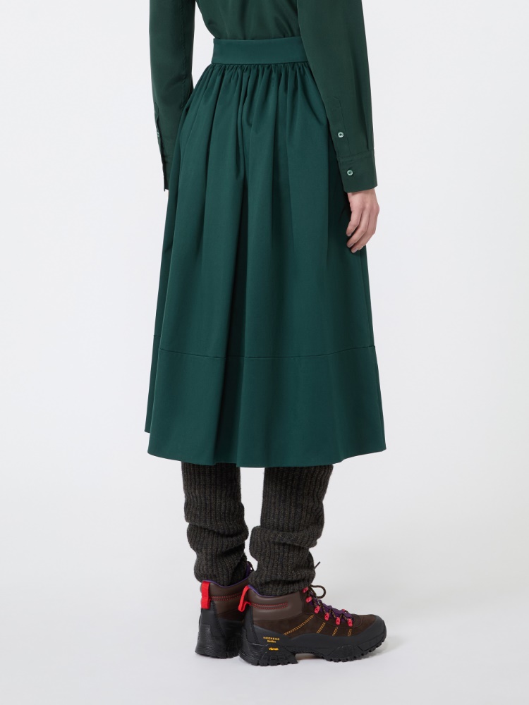 Cotton satin midi skirt - DARK GREEN - Max Mara - 3
