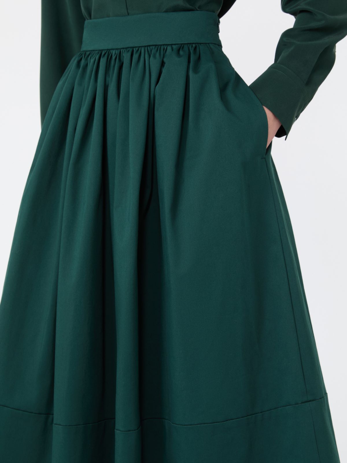 Cotton satin midi skirt - DARK GREEN - Max Mara - 4