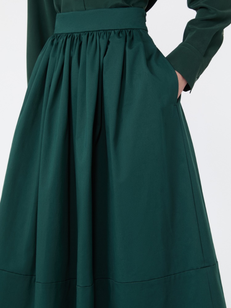 Cotton satin midi skirt - DARK GREEN - Max Mara - 4