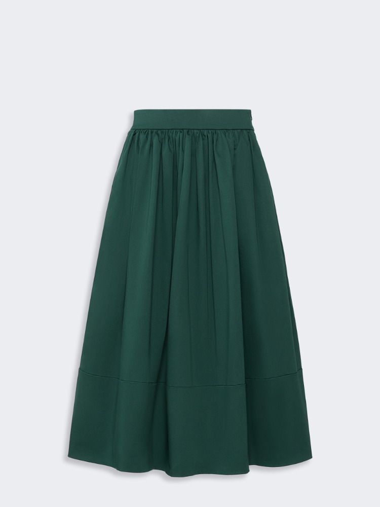 Cotton satin midi skirt - DARK GREEN