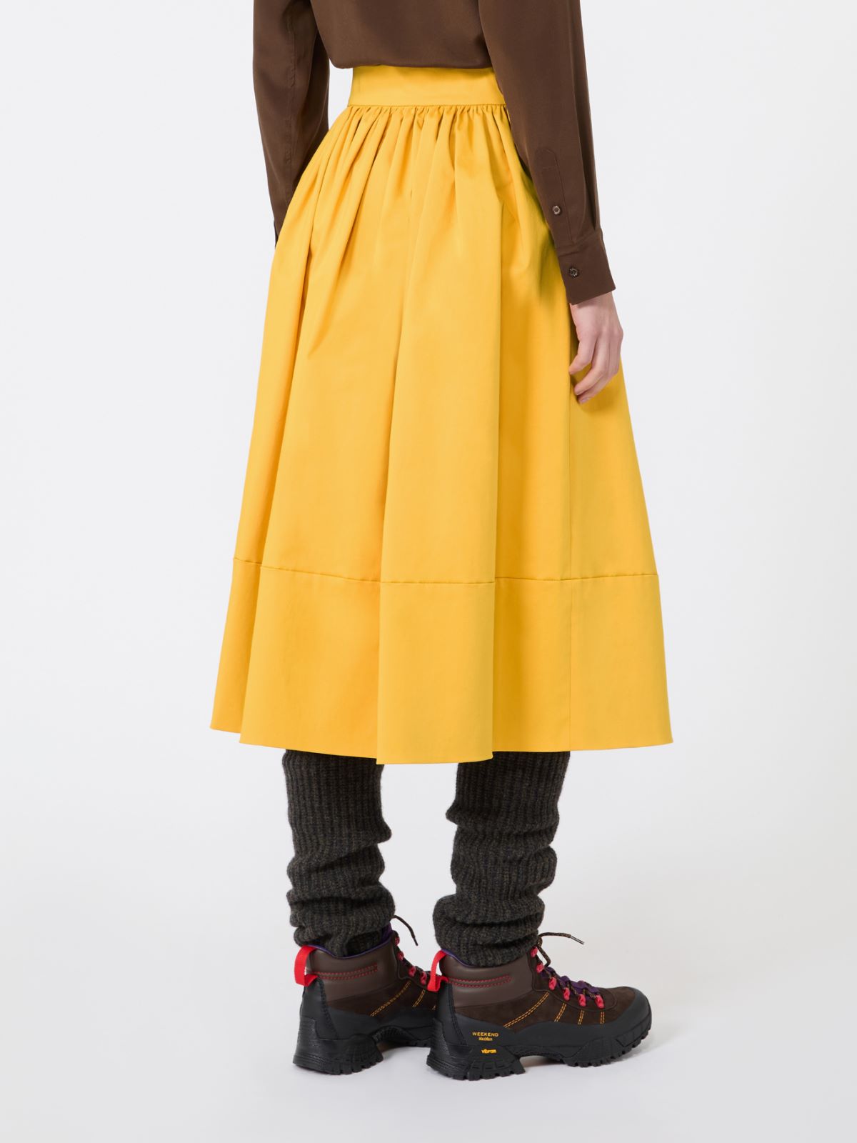 Cotton satin midi skirt - YELLOW - Max Mara - 3
