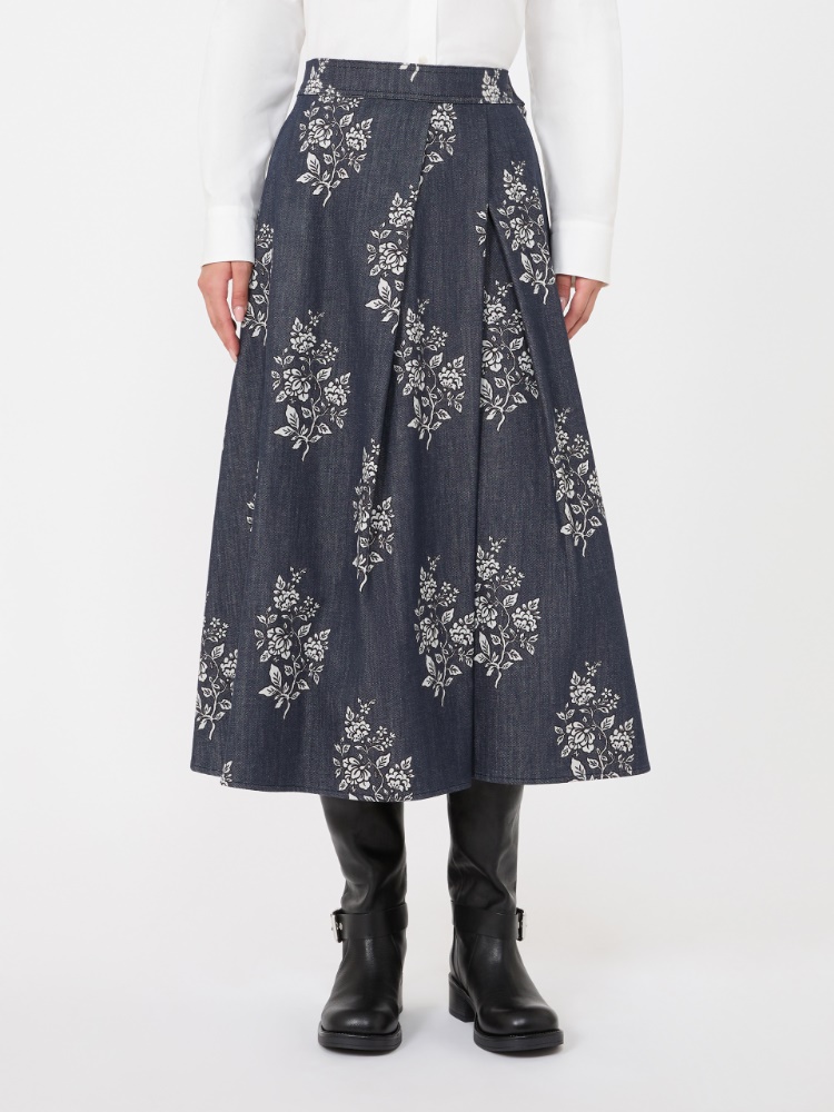 Pleated printed cotton skirt - NAVY - Max Mara - 2