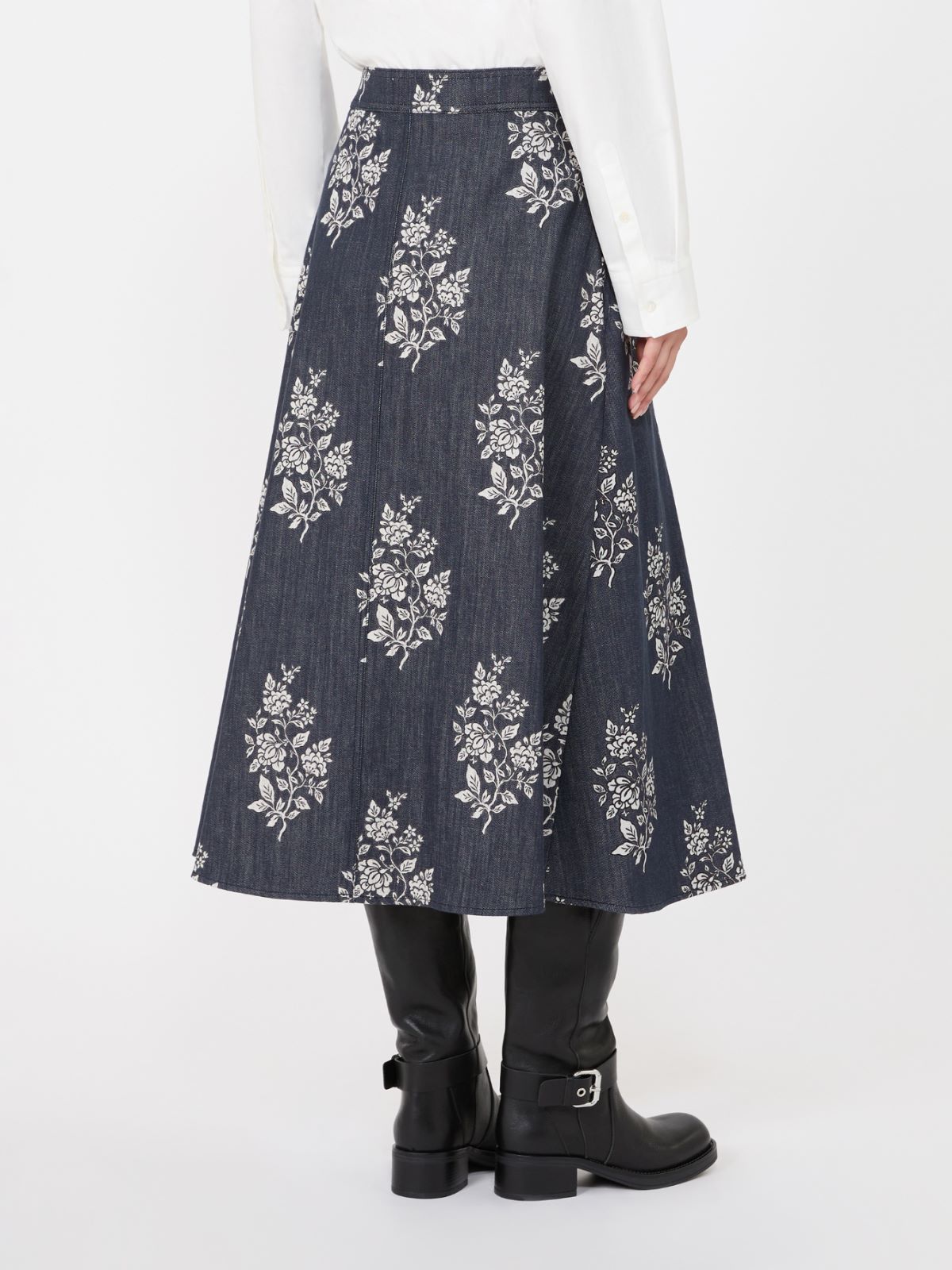Pleated printed cotton skirt - NAVY - Max Mara - 3