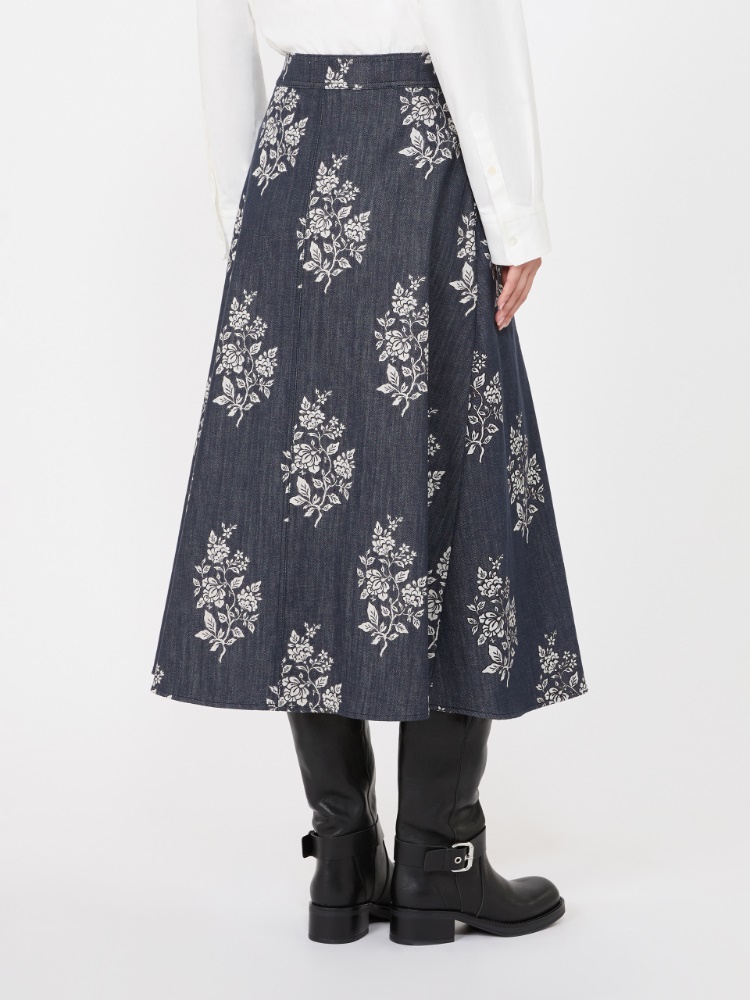 Pleated printed cotton skirt - NAVY - Max Mara - 3