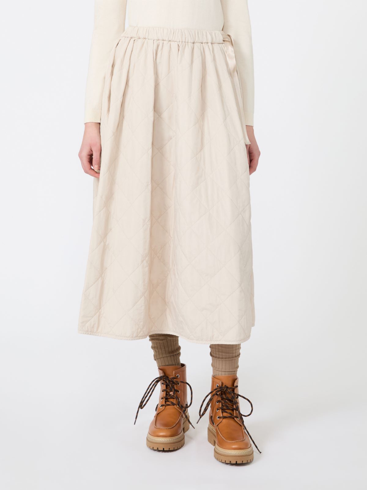 Technical plain-weave fabric flared skirt - IVORY - Max Mara - 2