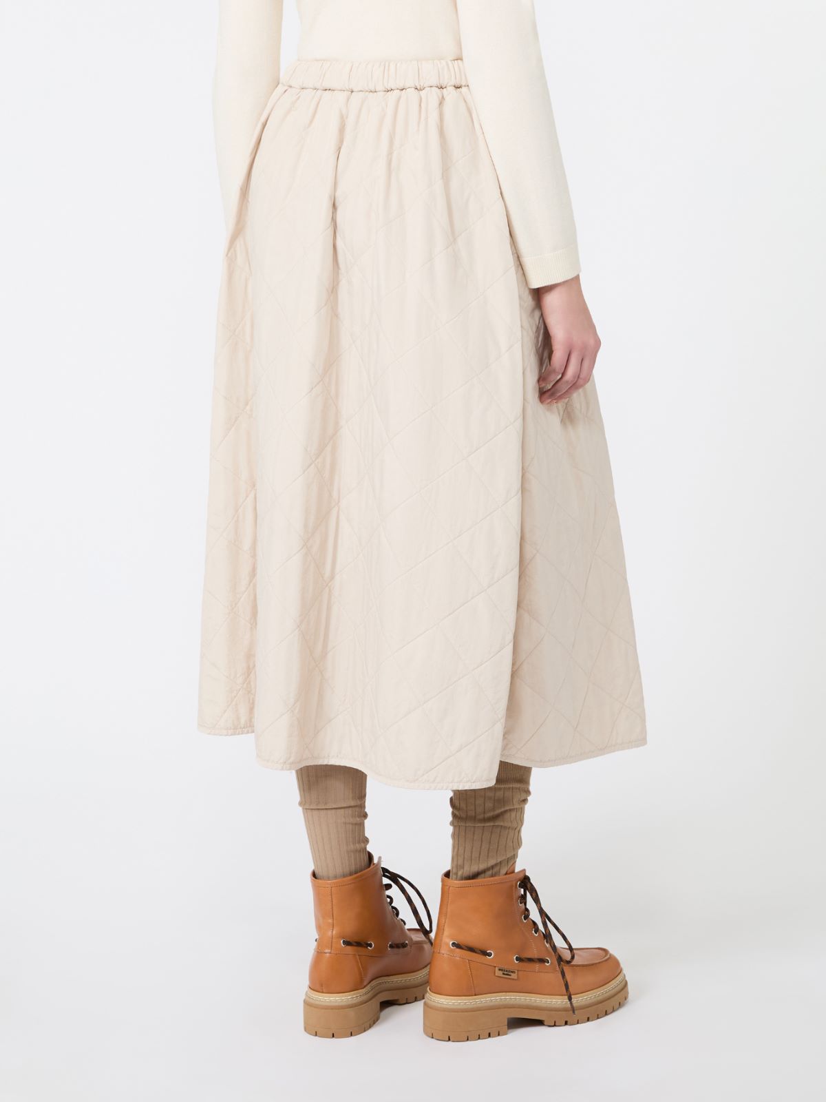 Technical plain-weave fabric flared skirt - IVORY - Max Mara - 3