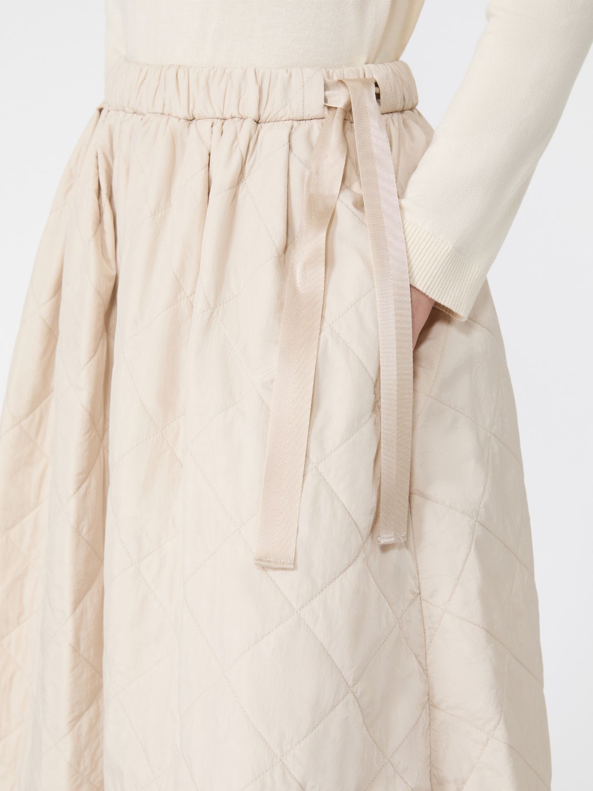 Technical plain-weave fabric flared skirt - IVORY - Max Mara - 4