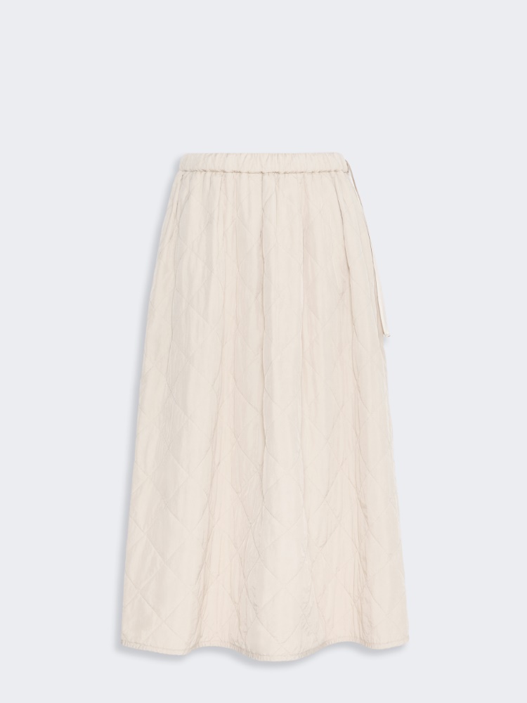 Technical plain-weave fabric flared skirt - IVORY