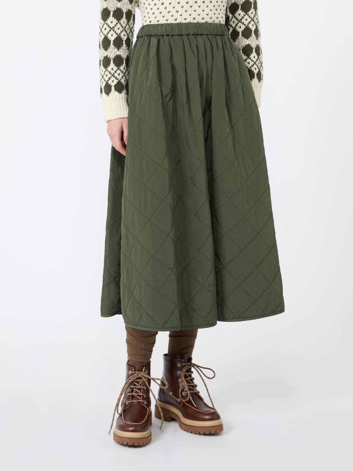 Technical plain-weave fabric flared skirt - KAKI - Max Mara - 2