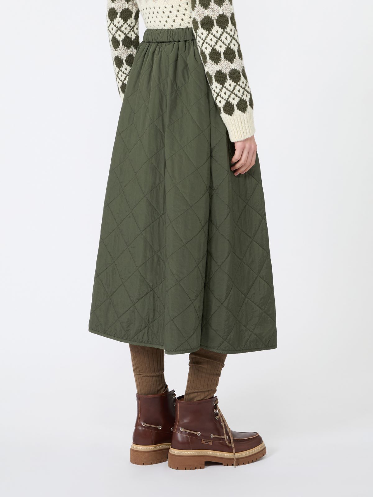 Technical plain-weave fabric flared skirt - KAKI - Max Mara - 3