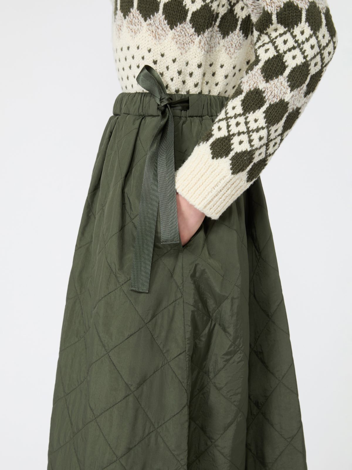 Technical plain-weave fabric flared skirt - KAKI - Max Mara - 4