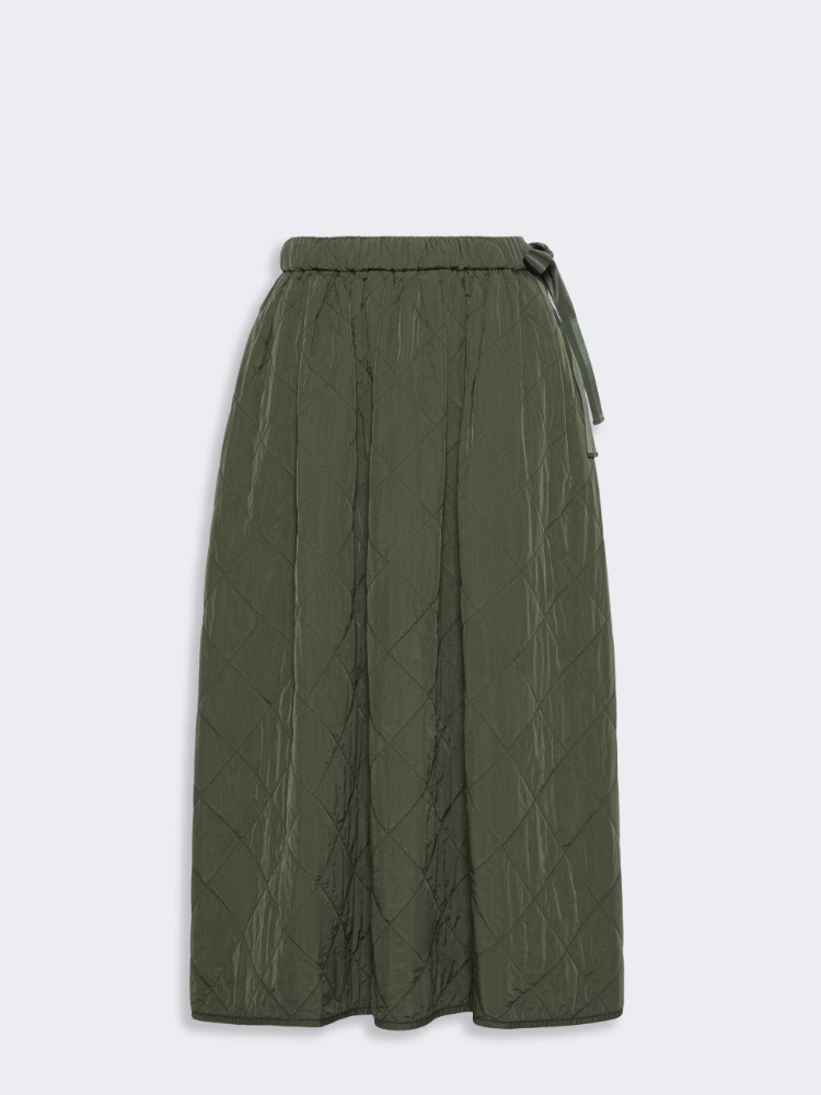 Technical plain-weave fabric flared skirt - KAKI